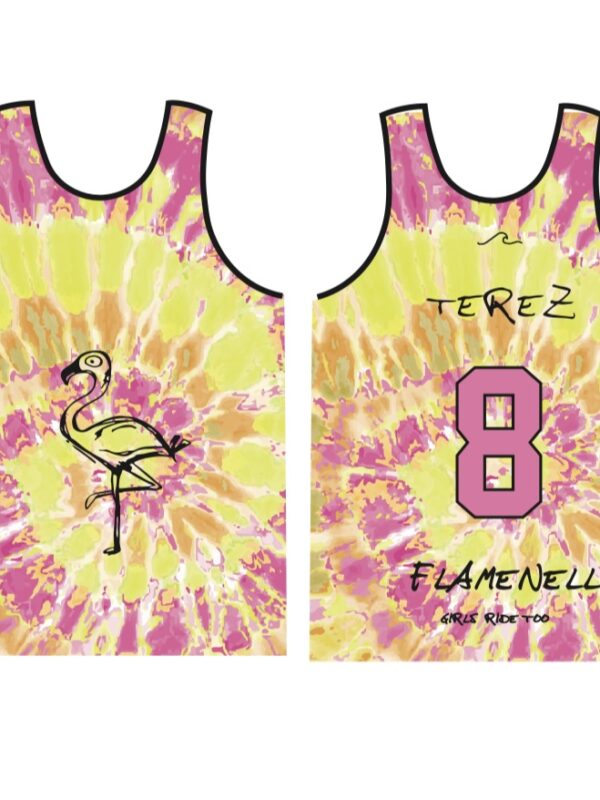 BATIKOVANÝ FLAMENELL DRES NA MÍRU -  neon colors