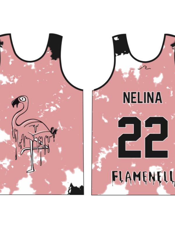 BATIKOVANÝ FLAMENELL DRES NA MÍRU -  crumple pink/black