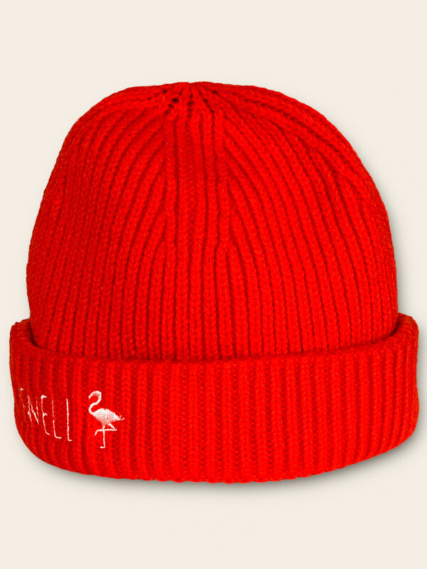 Ribbed beanie - pumpkin flamingo