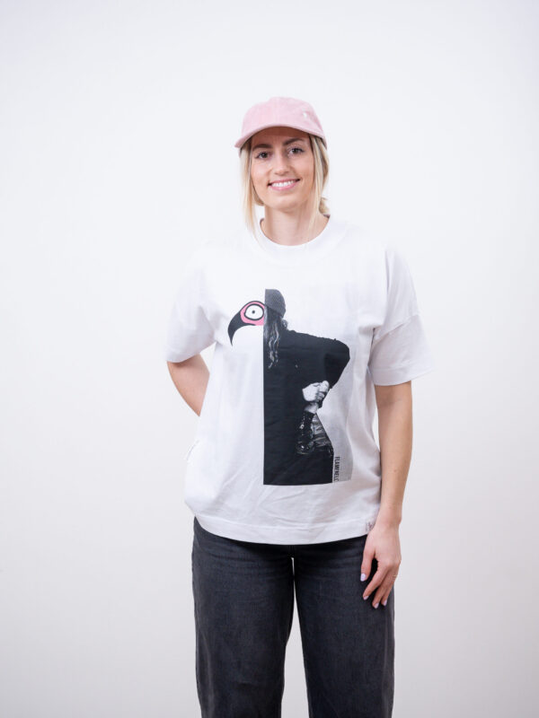 Oversized long t-shirt - flamingo head