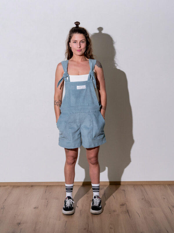 Cord dungarees short - Sky blur