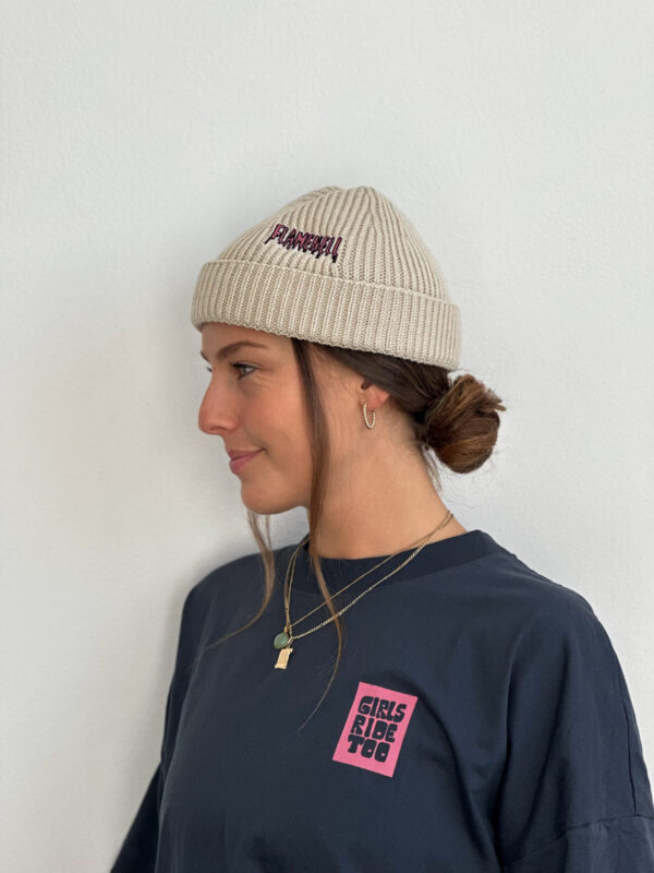 Ribbed beanie flamenell - cream