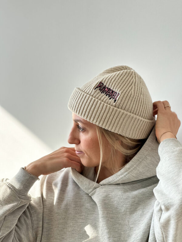 Ribbed beanie flamenell - cream