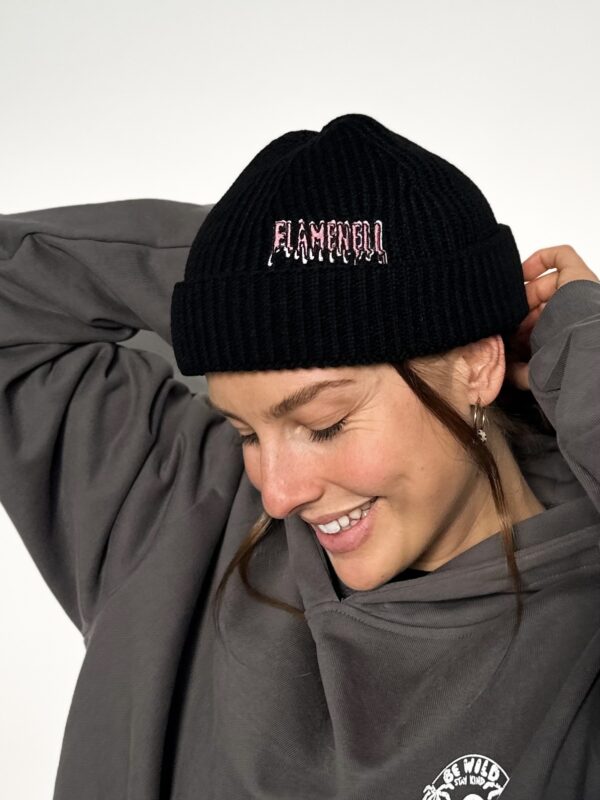 Ribbed beanie flamenell - Black