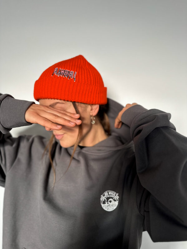 Ribbed beanie flamenell - Flame