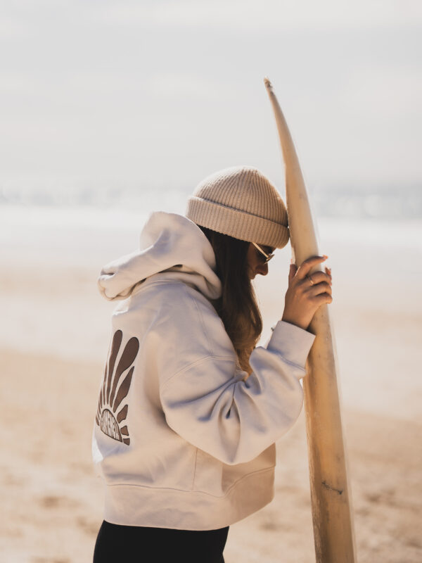 Cream Bloom crop hoodie