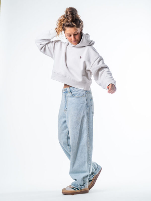 Cream Bloom crop hoodie