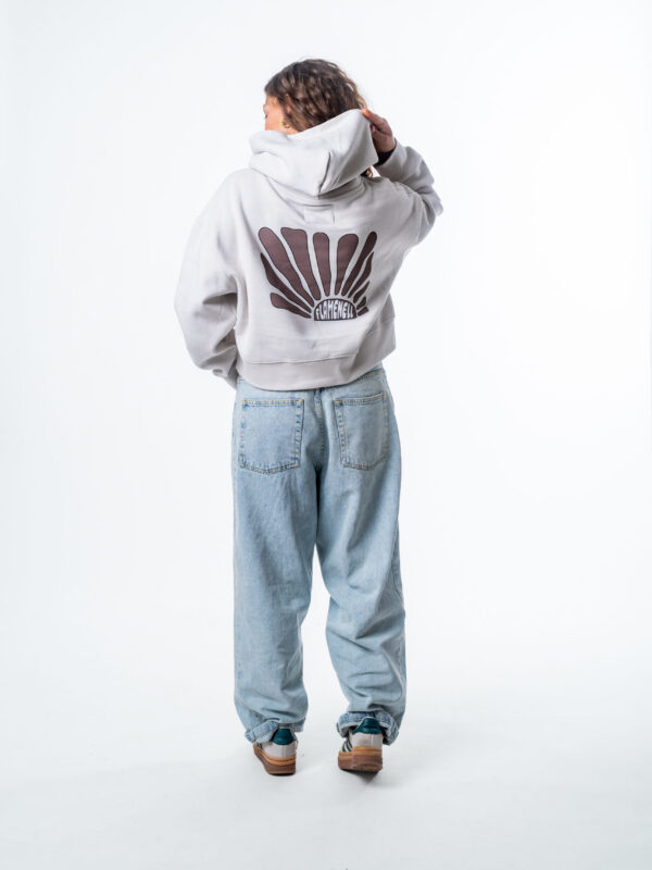 Cream Bloom crop hoodie