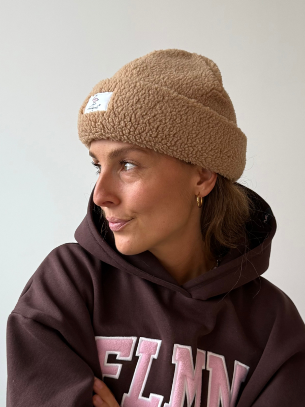 Sherpa beanie flamenell - brown