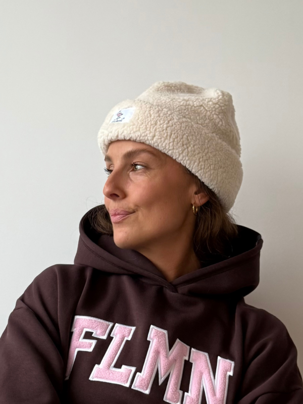 Sherpa beanie flamenell - off white